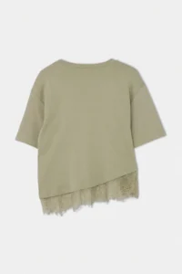 Trendyol Curve Oil Green Skirt Ucu Lace Detailed Plus Size T-Shirt - Image 7