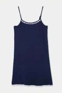 Trendyol Curve NAVY BLUE Viscose Rib Knitting Plus Size Nightgown - Image 4
