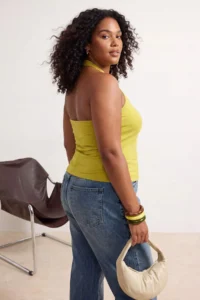 Trendyol Curve Oil Green Soft Flowy Material Crop Knitting Plus Size Tank Top - Image 3