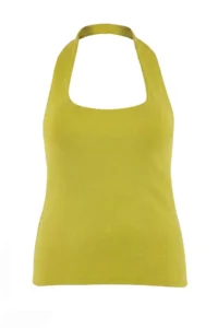 Trendyol Curve Oil Green Soft Flowy Material Crop Knitting Plus Size Tank Top - Image 5