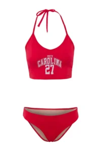 TRENDYOLMİLLA Slogan Detailed bralette Covered Regular Waist hipster Bikini Set - Image 4