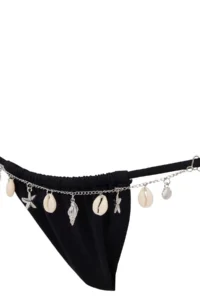 TRENDYOLMİLLA Black Triangle Covered Accessory Detailed Regular Waist High Leg Bikini Set - Image 6