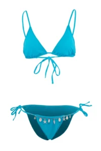 TRENDYOLMİLLA Turquoise Triangle Covered Accessory Detailed Regular Waist High Leg Bikini Set - Image 5