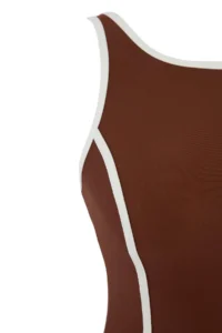 TRENDYOLMİLLA Brown Color Bloklu Piped Barbell Collar Covered 2 Sets Binding Detailed Skirt Swimsuit - Image 7