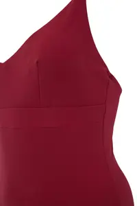 TRENDYOLMİLLA Burgundy Triangle Covered Ruffle Detailed Chlora&Water Resistant LONG Lasting LYCRA®XTRA LIFE Swimsuit - Image 4