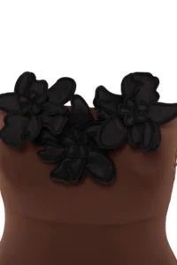 TRENDYOLMİLLA Brown Strapless Covered Floral Appliqued Regular Swimsuit - Image 5