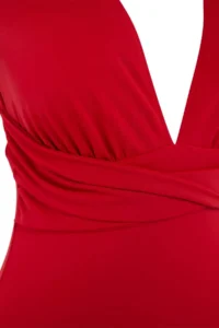 TRENDYOLMİLLA Red Deep V-neck Covered High Leg Regular Swimsuit - Image 5