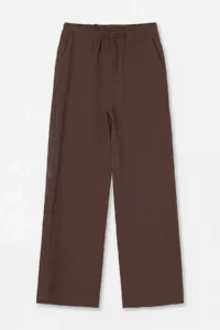 Drop by TrendyolMilla Brown V-neck with pocket Tek buttoned Top Elastic Waist with pocket Pantolonlu Set - Image 8
