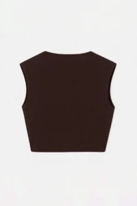 Drop by TrendyolMilla Brown Crop Front with buckle Sleeveless Waist Sitting Lycra Blouse - Image 5