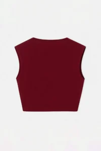Drop by TrendyolMilla Burgundy Crop Front with buckle Sleeveless Waist Sitting Lycra Blouse - Image 5