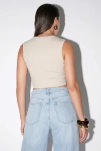 Drop by TrendyolMilla Stone Crop Front with buckle Sleeveless Waist Sitting Lycra Blouse - Image 3