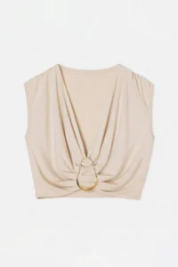 Drop by TrendyolMilla Stone Crop Front with buckle Sleeveless Waist Sitting Lycra Blouse - Image 4