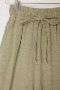 Drop by TrendyolMilla Khaki Elastic Waist Wide Leg Cotton Pants - Image 6