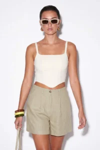 Drop by TrendyolMilla Khaki Elastic Waist Wide Leg Cotton with pocket Pants