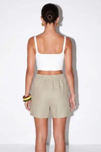 Drop by TrendyolMilla Khaki Elastic Waist Wide Leg Cotton with pocket Pants - Image 3