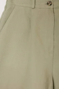 Drop by TrendyolMilla Khaki Elastic Waist Wide Leg Cotton with pocket Pants - Image 5