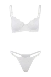 TRENDYOLMİLLA Ecru Lace Heart Detailed Floral Wireless Underwear Set - Image 4