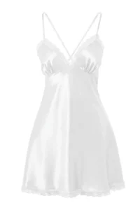 TRENDYOLMİLLA Ecru slit Tulle and Lace Detailed Satin Wireless Babydoll/Lingerie Nightgown - Image 4