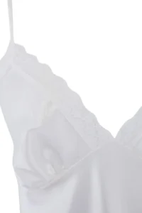 TRENDYOLMİLLA Ecru slit Tulle and Lace Detailed Satin Wireless Babydoll/Lingerie Nightgown - Image 5