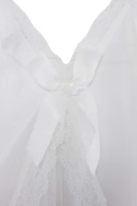TRENDYOLMİLLA Ecru slit Tulle and Lace Detailed Satin Wireless Babydoll/Lingerie Nightgown - Image 7