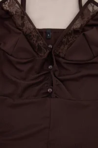 TRENDYOLMİLLA Bitter Brown Jersey buttoned Plain Wireless Babydoll - Image 6