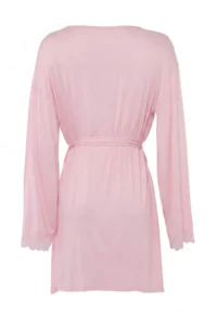 TRENDYOLMİLLA PINK Belted Lace Viscose Knitting Robe - Image 7