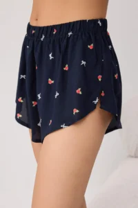 TRENDYOLMİLLA NAVY BLUE Floral shally Weaving Pajama Set - Image 3