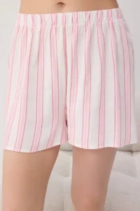 TRENDYOLMİLLA PINK Striped shally Weaving Pajama Set - Image 3