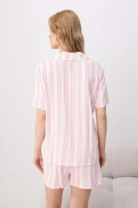 TRENDYOLMİLLA PINK Striped shally Weaving Pajama Set - Image 4