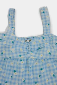 TRENDYOLMİLLA BLUE Floral seersucker Weaving Pajama Set - Image 6