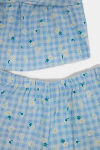 TRENDYOLMİLLA BLUE Floral seersucker Weaving Pajama Set - Image 7