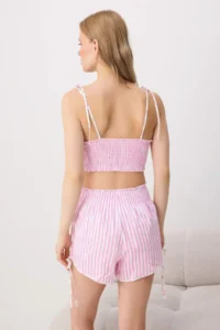 TRENDYOLMİLLA PINK Floral Poplin Weaving Pajama Set - Image 4