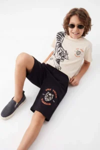 Black Printed Knitting Bottom - Top Set