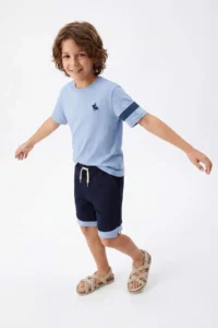 BLUE Boys' Plain Knitting Bottom - Top Set - Image 2