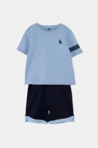 BLUE Boys' Plain Knitting Bottom - Top Set - Image 5