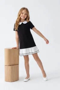 Black Midi Plain Knitting Dress - Image 2
