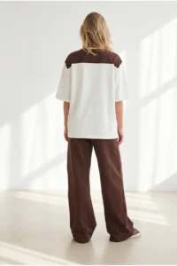 Olalook Women's Brown Scarf Top and Bottom Flowy Suit - Image 6