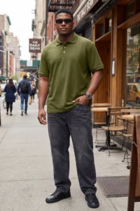 MAN Plus Size Khaki Regular/Normal Cut Basic 100% Cotton Polo Shirt Shirt Collar T-Shirt