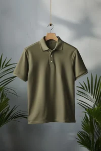 MAN Plus Size Khaki Regular/Normal Cut Basic 100% Cotton Polo Shirt Shirt Collar T-Shirt - Image 3