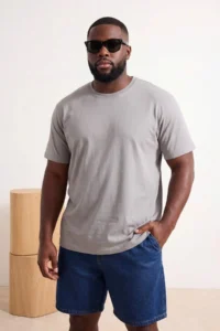 MAN Burgundy- Navy Blue -Gray Regular/Relaxed Cut 3 Pack Plus Size T-Shirt - Image 2