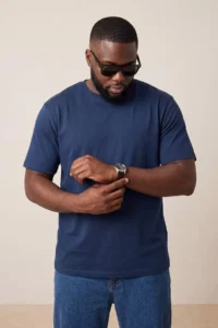MAN Burgundy- Navy Blue -Gray Regular/Relaxed Cut 3 Pack Plus Size T-Shirt - Image 4