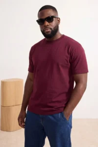 MAN Burgundy- Navy Blue -Gray Regular/Relaxed Cut 3 Pack Plus Size T-Shirt - Image 6