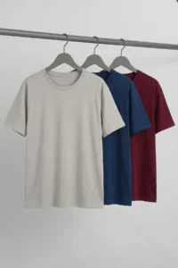 MAN Burgundy- Navy Blue -Gray Regular/Relaxed Cut 3 Pack Plus Size T-Shirt - Image 7