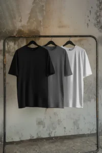 MAN Unisex Black-Anthracite-Ecru Oversized/Wide Cut 3 Sets Package 100% Cotton T-Shirt