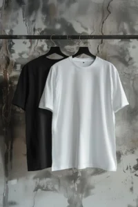 MAN Unisex Black-Ecru Oversized 2 Sets Paket Basic 100% Cotton T-Shirt