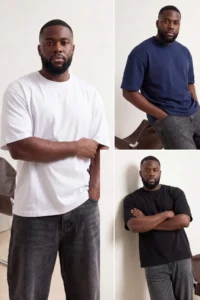 MAN Plus Size Navy Blue- Black-WHITE 3 Pack Oversized 100% Cotton T-Shirt