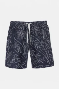 MAN NAVY BLUE Capri Size Yaprak Patterned Men Swim Shorts - Image 5