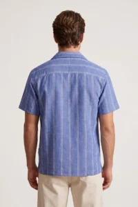 MAN DARK BLUE 100% Cotton Apaj Yaka Short Sleeve Regular Fit/Normal Pattern Men Shirt - Image 4