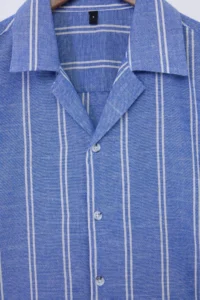 MAN DARK BLUE 100% Cotton Apaj Yaka Short Sleeve Regular Fit/Normal Pattern Men Shirt - Image 6