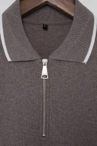 MAN Mink Low Shoulder Regular Fit Collar Line Detailed textured Short Sleeve Polo Shirt Shirt Collar T-Shirt - Image 5